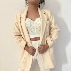 Vintage Cream Wool Blazer